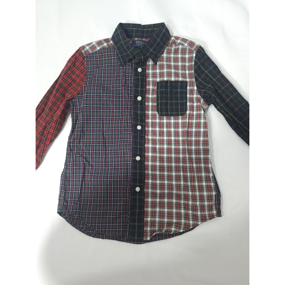POLO RALPH LAUREN BOYS BUTTON-FRONT SHIRT 100% COTTON PLAID MULTICOLR Size 5